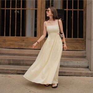Cream Sleeveless Square Neck Maxi Sundress